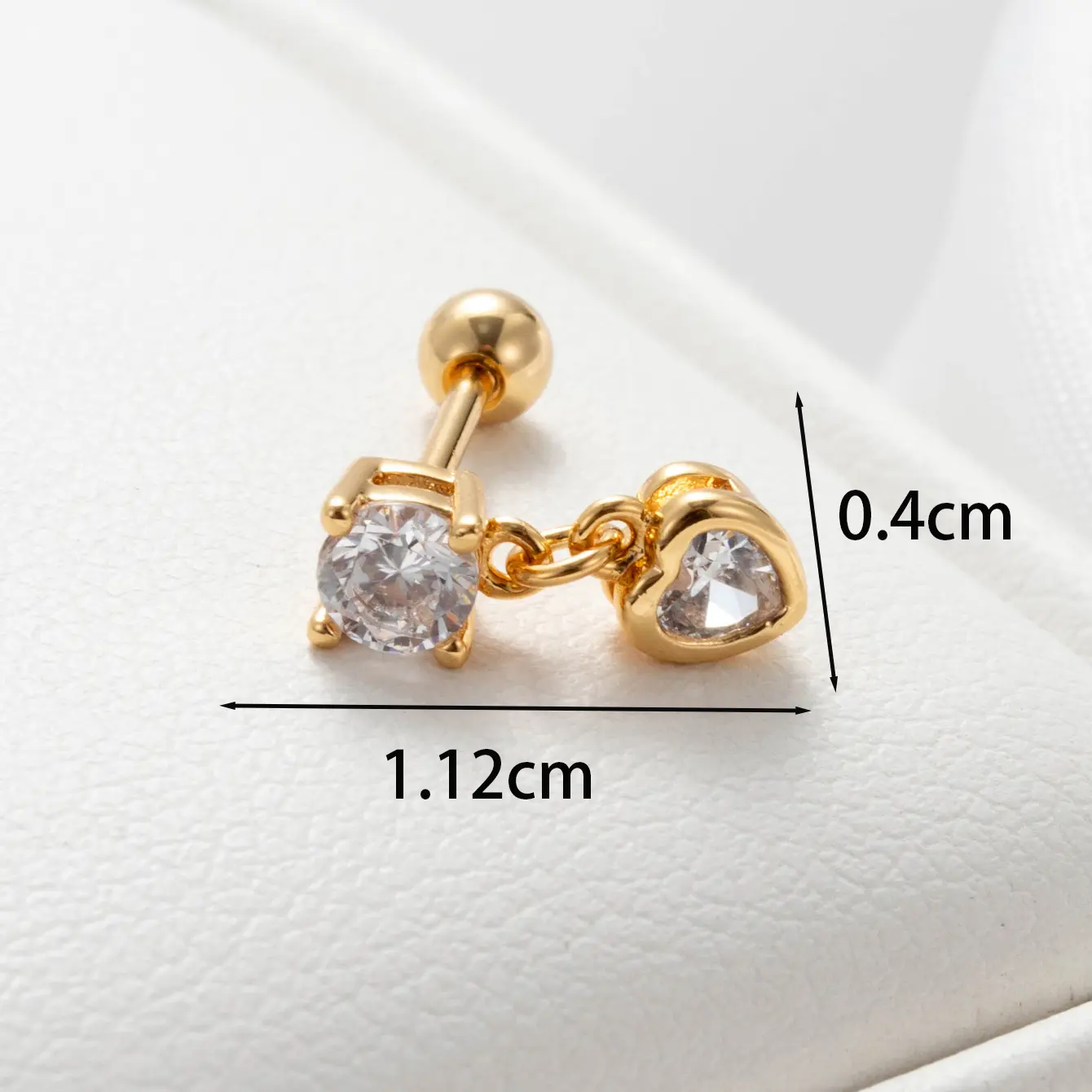 1 Piece Simple Series Classic Heart Copper  Gold Color Zircon Women's Dangle Earrings 